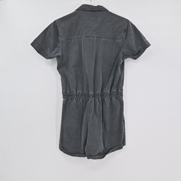 BLANKNYC Womens 100% Cotton Gray Romper Utility Zip Elastic Waist Size Medium - Picture 5 of 8